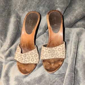 Guess Brown Patterned Women's Mules